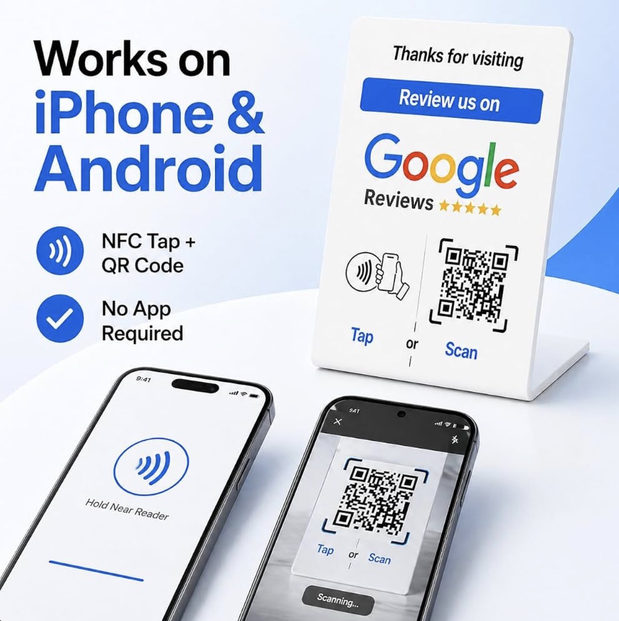 Review stand working with iPhone and Android phones